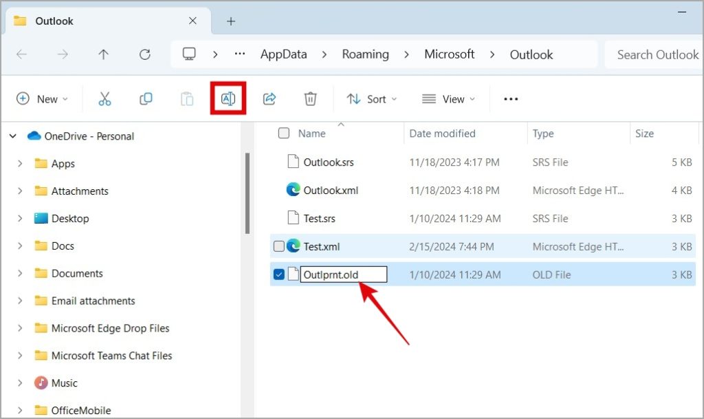 Файл конфигурации печати Outlook в Windows