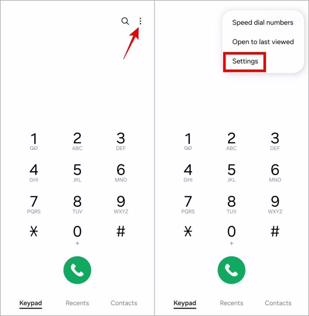 Настройки приложения для телефона на телефоне Samsung Galaxy