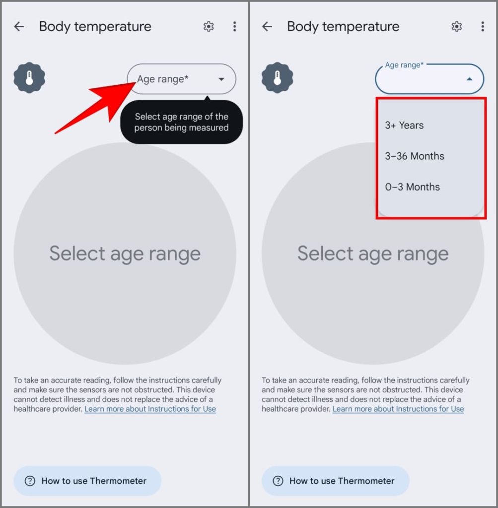 Функция температуры тела в приложении Pixel 8 Pro Thermometer за пределами США
