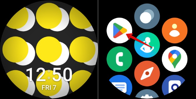 Открытие Play Store на Galaxy Watch