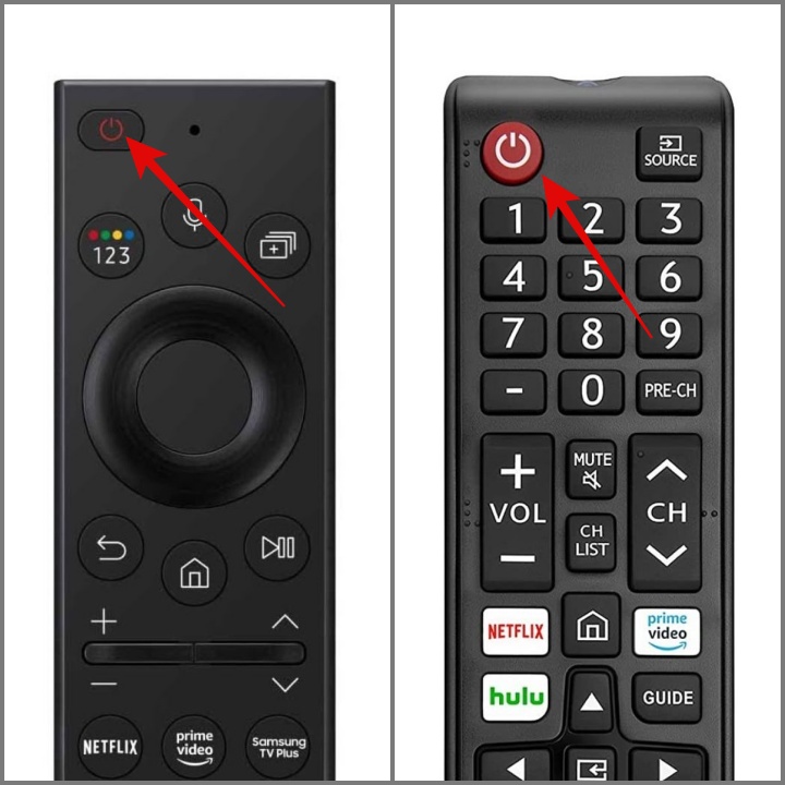 Перезагрузите телевизор Samsung с помощью кнопки питания.