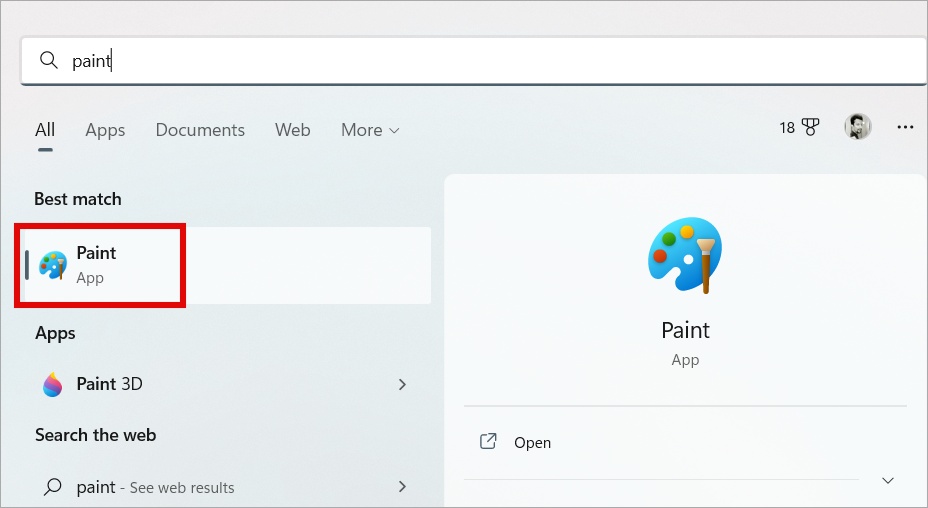 открыть Paint в Windows 10/11