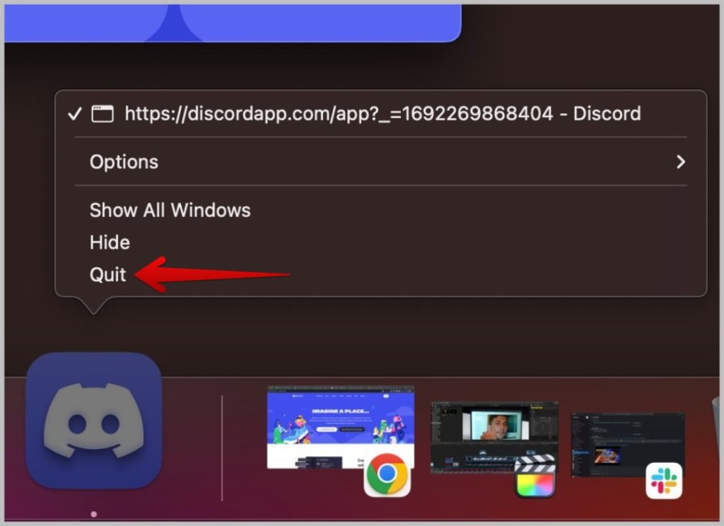 Выход из Discord на Mac