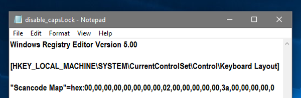 RegistryKeyScriptToDisableCapsLock