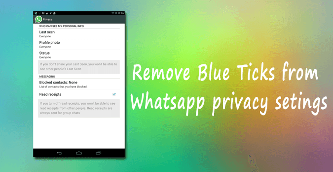 Удалить синие галочки в настройках конфиденциальности WhatsApp