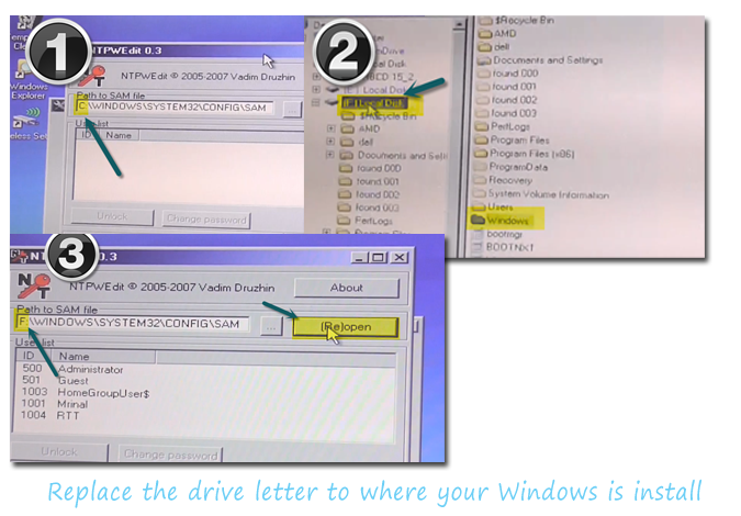 Замените букву диска на место установки Windows.