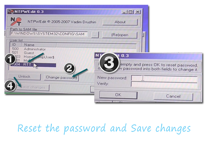 Сбросьте пароль и сохраните изменения.