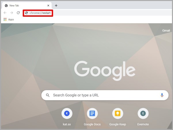 Перезапустите Chrome