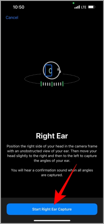 Захват правого уха для персонализированного пространственного звука
