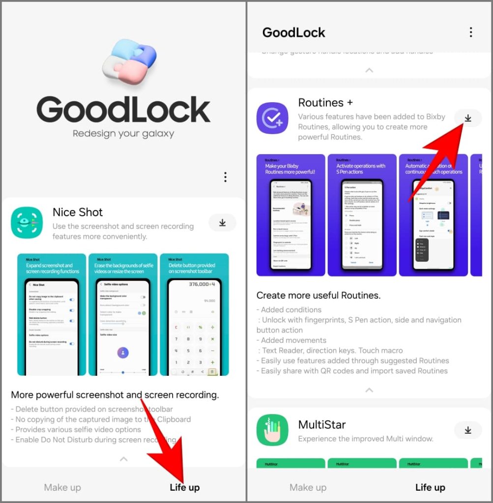 Модуль Routines+ Good Lock на телефоне Samsung Galaxy