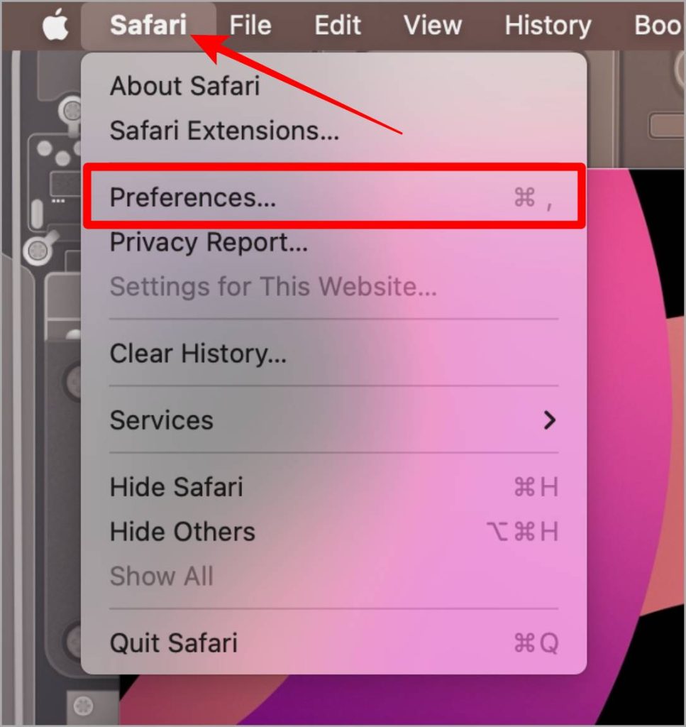 Параметры Safari на Mac