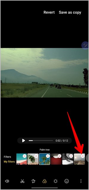 Удаление фильтра Samsung Edit Videos