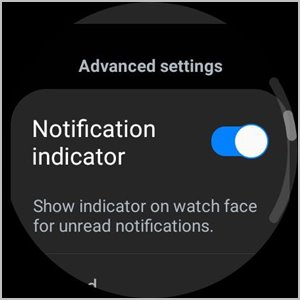 Индикатор уведомлений Samsung Galaxy Watch выключен