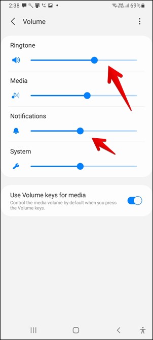 Уведомления Samsung используют отдельный том