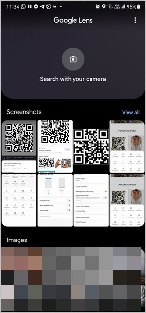 Samsung сканирует QR-код Google Lens