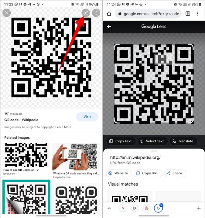 Samsung Сканирует QR-код Поиск в Google