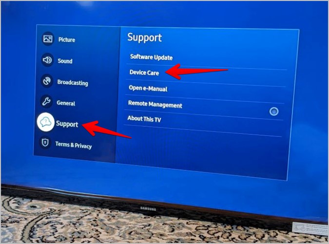 Уход за устройством Samsung Smart TV