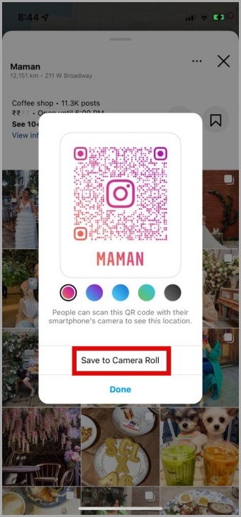 Сохранить QR-код из Instagram Mobile