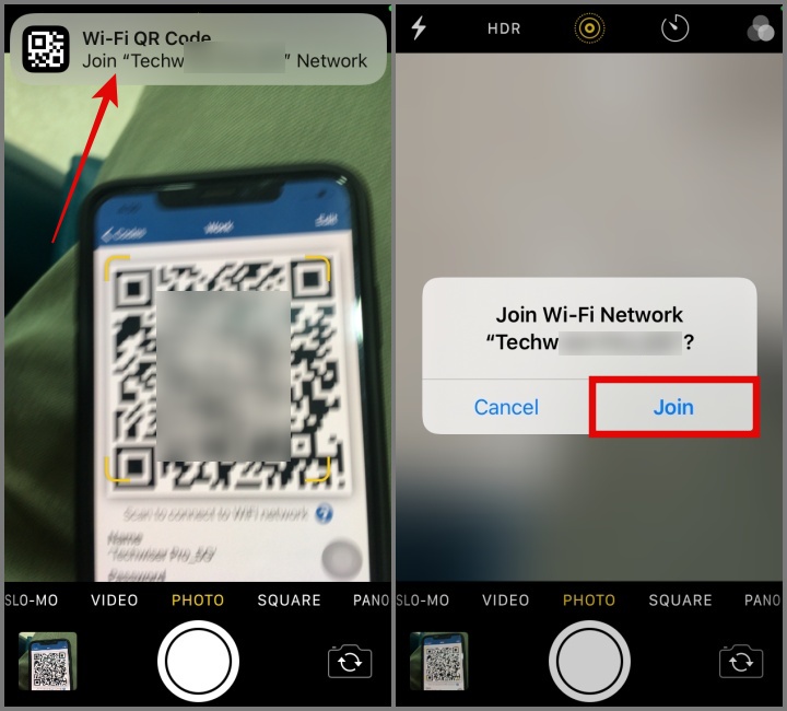 Сканировать QR-код Wi-Fi с iPhone