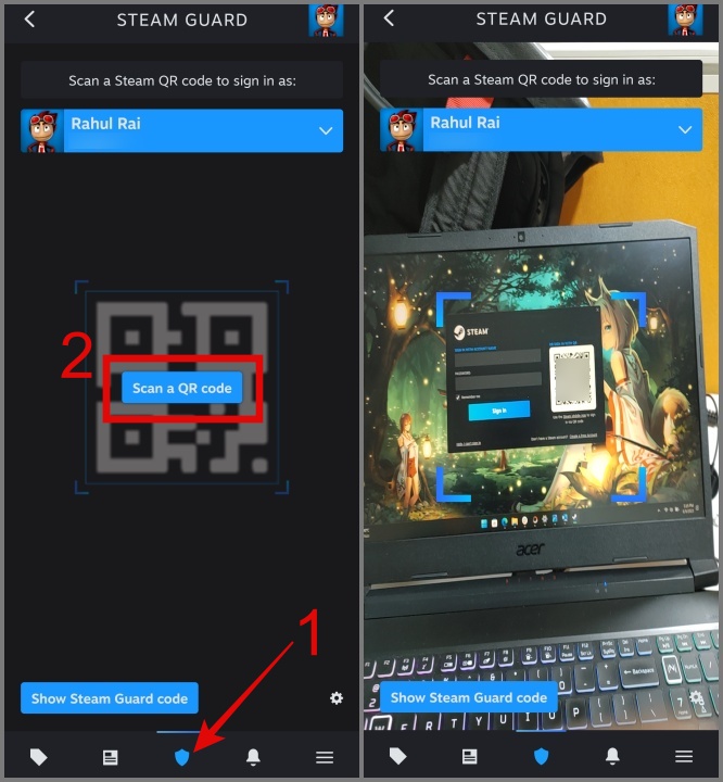 Отсканируйте QR-код с помощью мобильного приложения Steam.