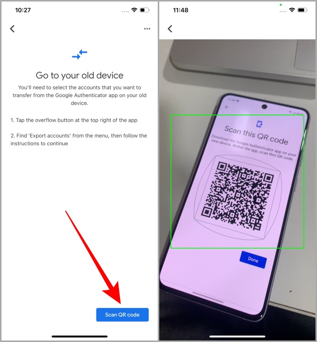 отсканируйте qr-код Google Authenticator для импорта учетных записей