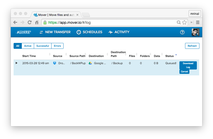 Перемещайте большие файлы из Dropbox на Google Диск.