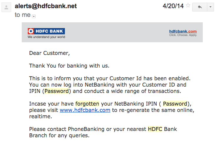 сбросить пароль в hdfc netbanking