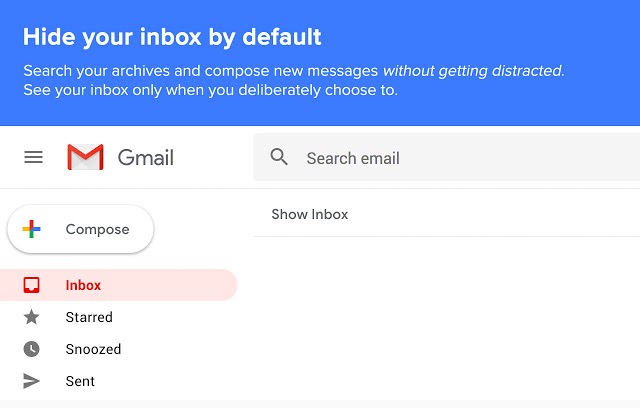 почтовый ящик Gmail скрыт