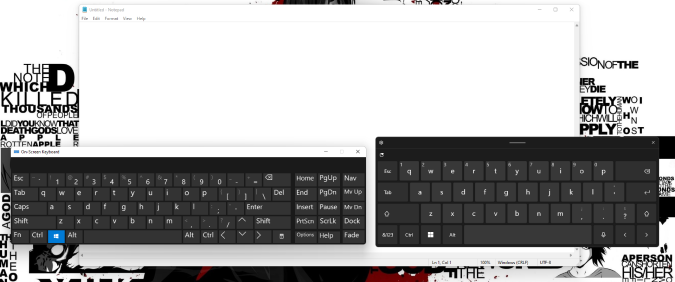 Сравнение экранной и сенсорной клавиатуры в Windows 11