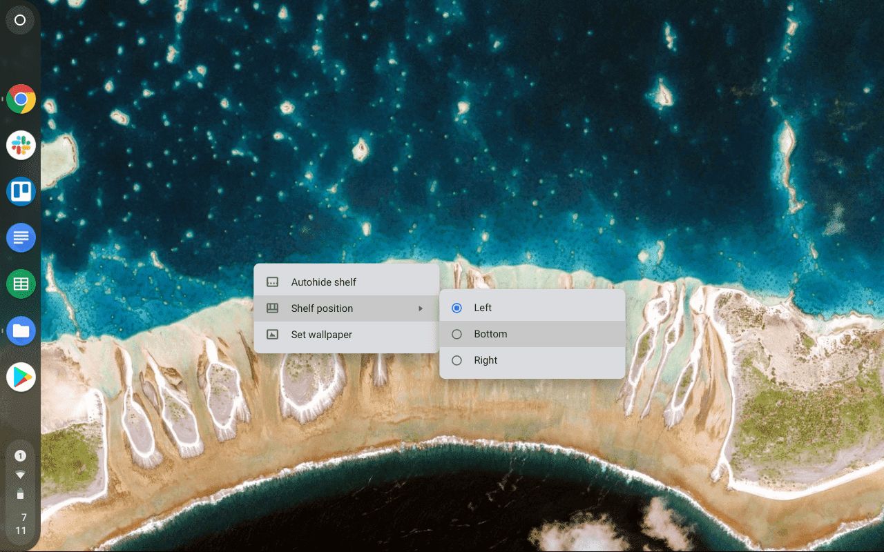 Измените положение полки на Chromebook