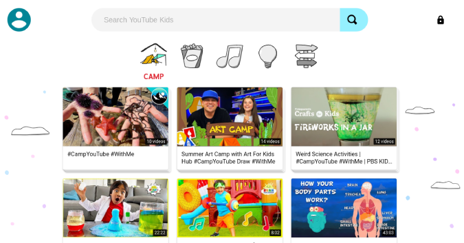 Домашняя страница YouTube Kids на Chromebook