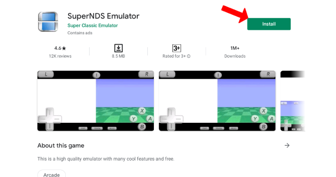 Установка эмулятора SuperNDS из Play Store