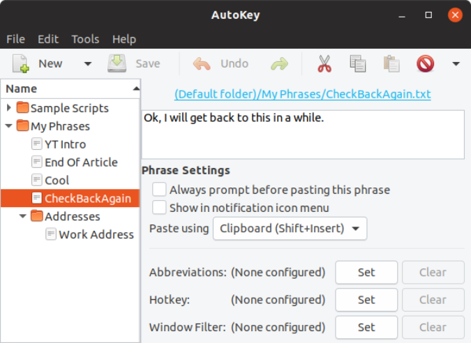 autokey-dashboard — текстовый расширитель Ubuntu