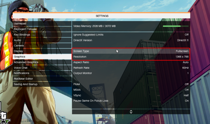 разрешение графики gta v