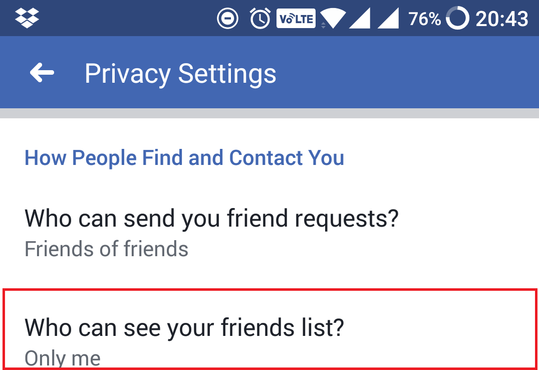 настройки конфиденциальности Facebook, списки друзей