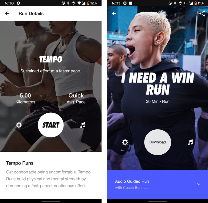 Приложение Nike для бега с аудиоподсказками и темповым бегом
