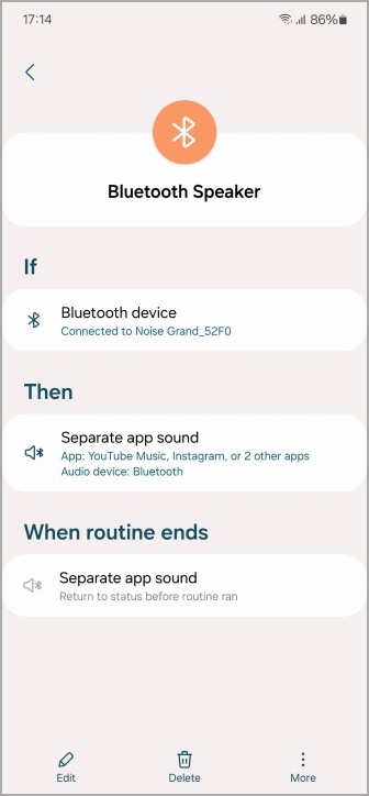 отдельные звуки приложений с рутиной в телефонах и планшетах Samsung Galaxy