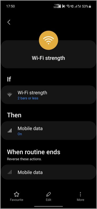 включите мобильные данные, если мощность Wi-Fi меньше