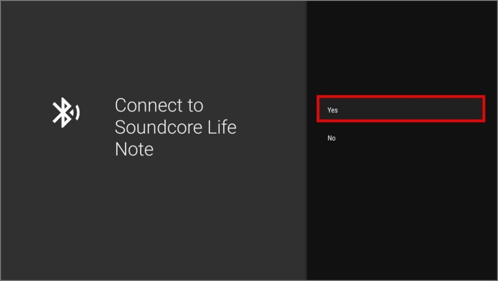 подтвердите подключение ранее подключенного аудиоустройства Bluetooth в Google TV