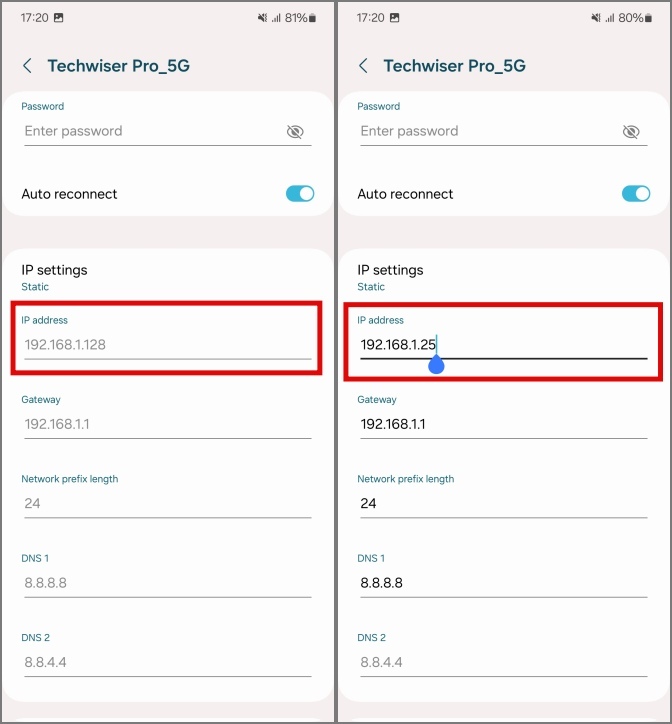 добавление IP-адреса для Wi-Fi вручную в телефонах Samsung Galaxy