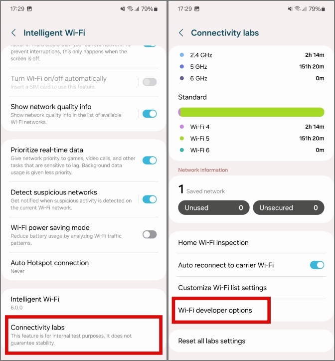 Доступ к опциям разработчика Wi-Fi в телефонах Samsung Galaxy