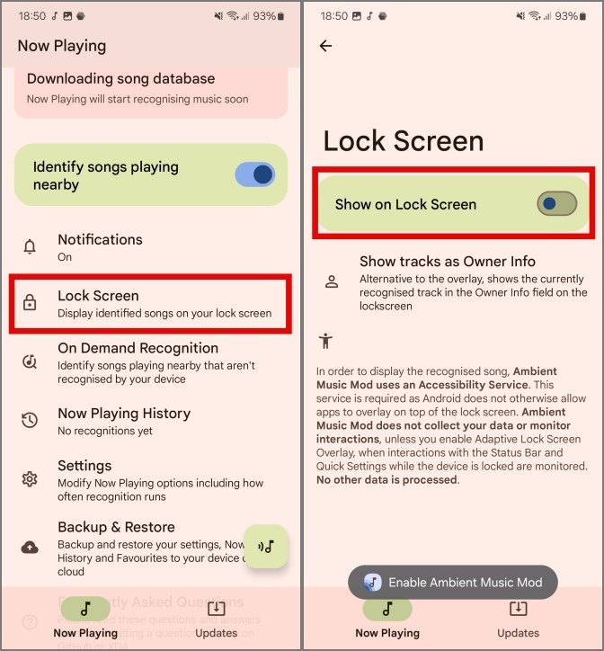 разрешить приложению мода окружающей музыки отображать воспроизведение на экране блокировки в телефонах Samsung Galaxy