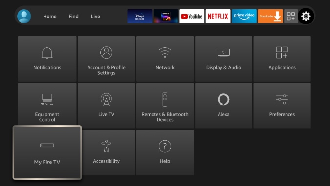 выберите Мой Fire TV