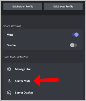 сервер отключает звук пользователя на Discord Mobile