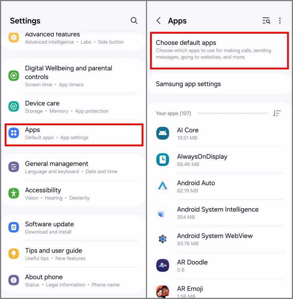 Установите Google в качестве приложения «Помощник по умолчанию» на телефоне Samsung Galaxy