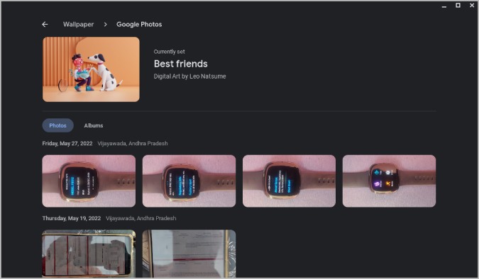 Установка Google Фото в качестве обоев Chromebook