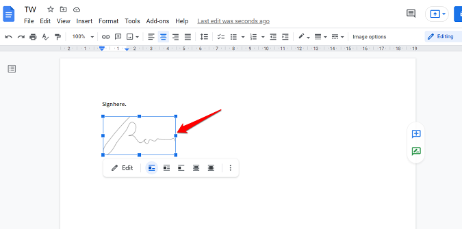 выровнять рисунок знака в google docs