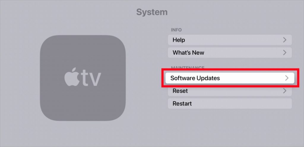 Обновления программного обеспечения на Apple TV