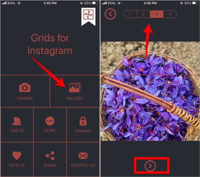 Разделение фотографий для Instagram Grid iPhone