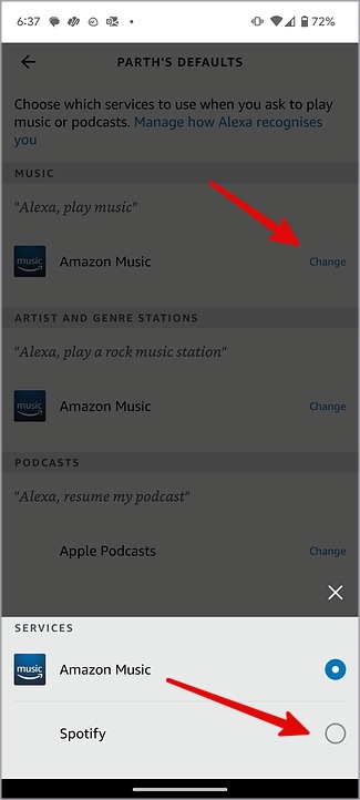 установить Spotify по умолчанию в Alexa